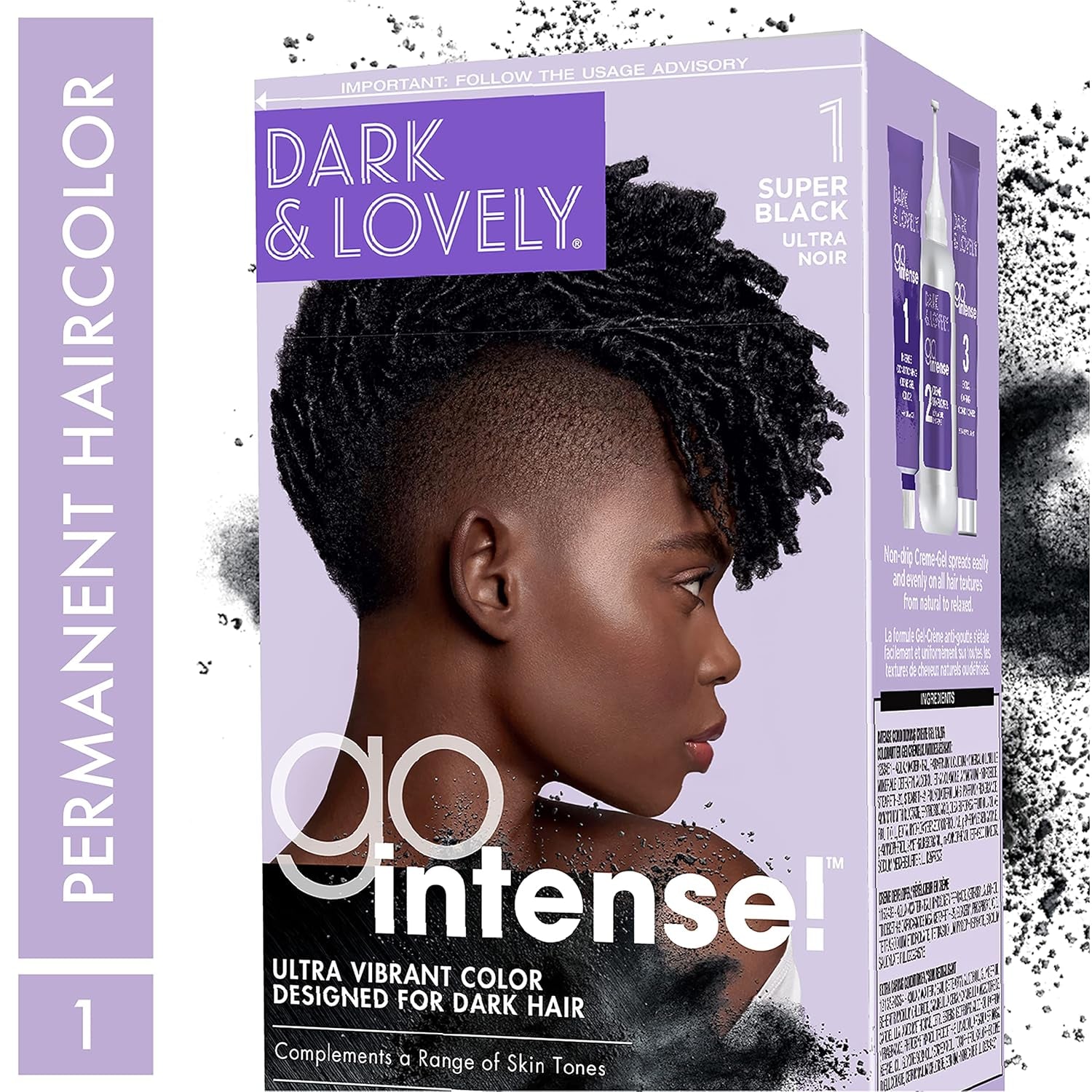 -Carson Dark and Lovely Ultra Vibrant Permanent Hair Color Go Intense Hair Dye with Olive Oil for Shine and Softness, Super Black