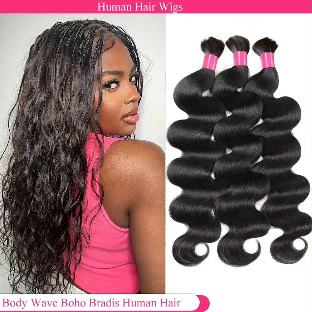 Body Wave Human Hair Bulk Braiding Extensions