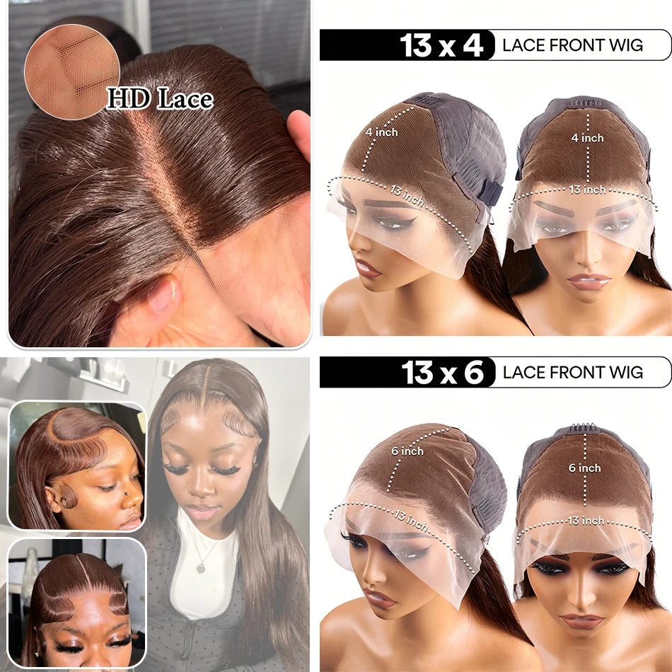 Chocolate Brown Straight Lace Wig