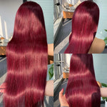 Burgundy Straight Human Hair Lace Wig