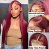 Burgundy Straight Human Hair Lace Wig