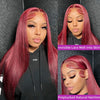 Burgundy Straight Human Hair Lace Wig