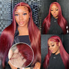 Burgundy Straight Human Hair Lace Wig
