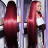 Burgundy Straight Human Hair Lace Wig