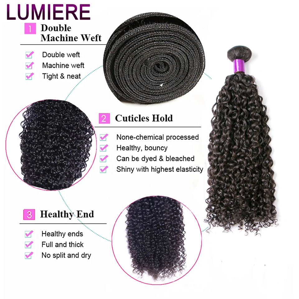 30 40” Kinky Curly Bundles 100% Human Hair Brazilian Hair Weave Bundles 1/3/4 PCS Human Hair Bundles Virgin Raw Hair Extensions