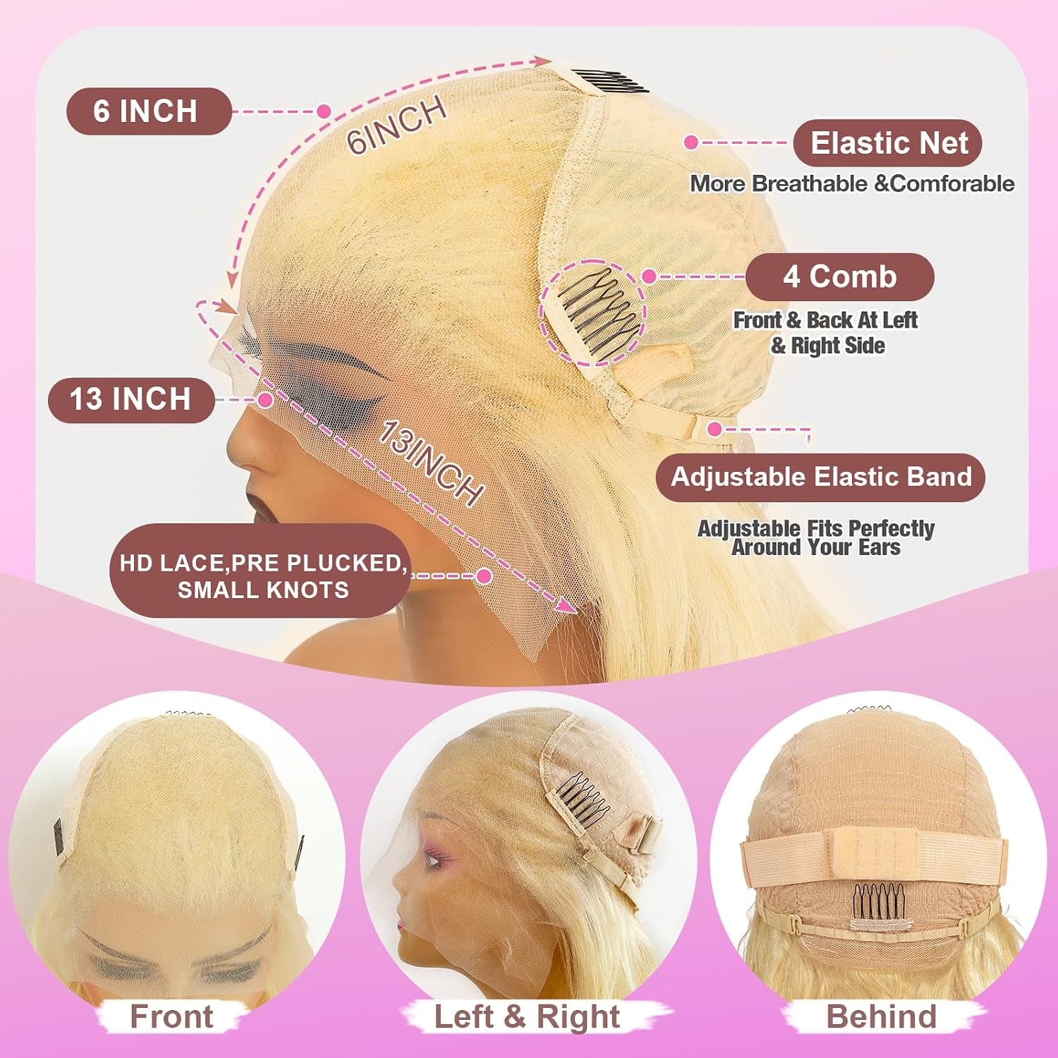 30 Inch 613 13X6 Lace Front Wig Human Hair Blonde Wig Human Hair | 200 Density Straight Wigs Human Hair 13X6 HD Lace Front Wigs Human Hair Pre Plucked 613 HD Lace Frontal Wigs for Women