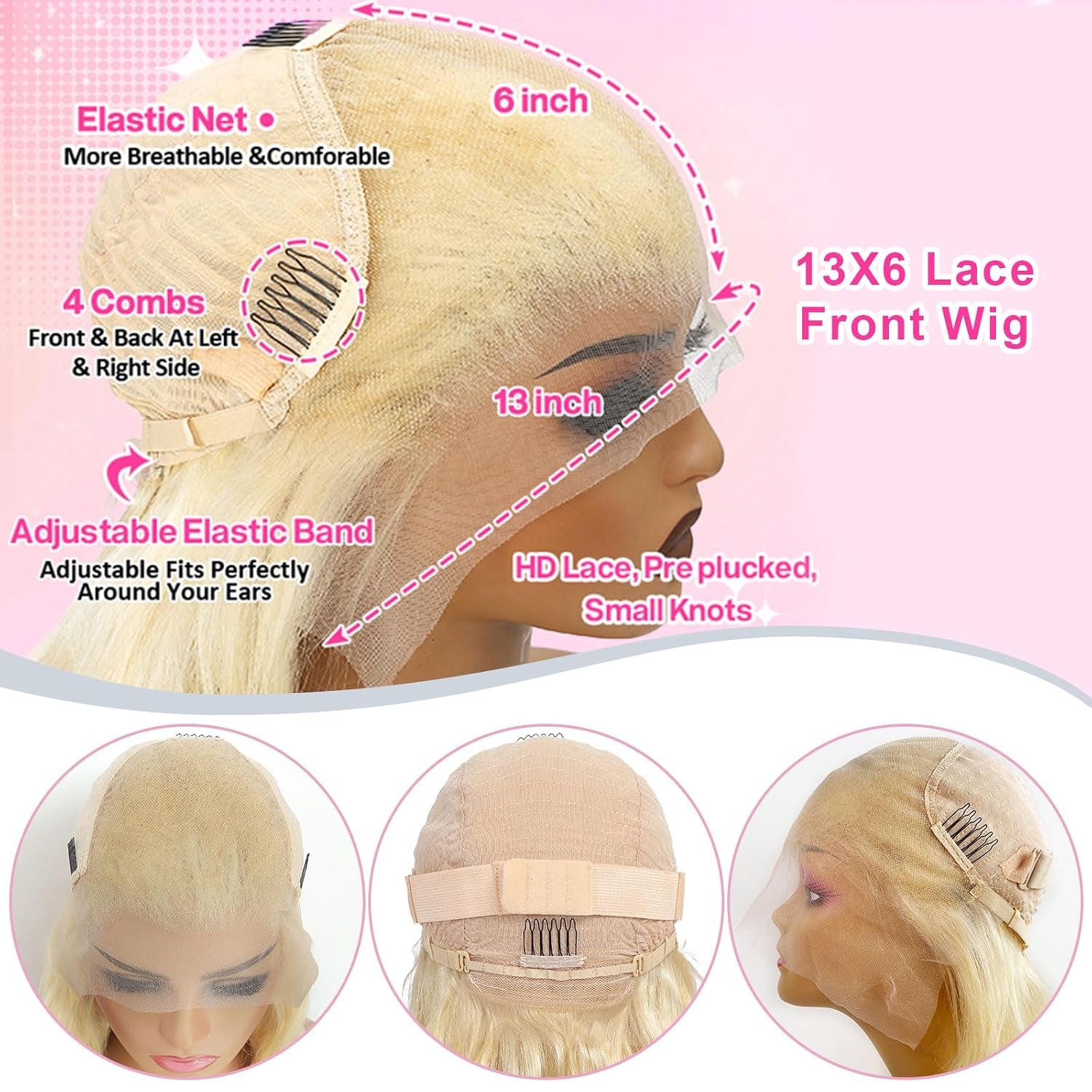 30 Inch 613 13X6 Lace Front Wig Human Hair 200 Density Blonde Wig Human Hair Blonde Body Wave Lace Front Wigs Human Hair Pre Plucked 613 HD Lace Frontal Wig 13X6