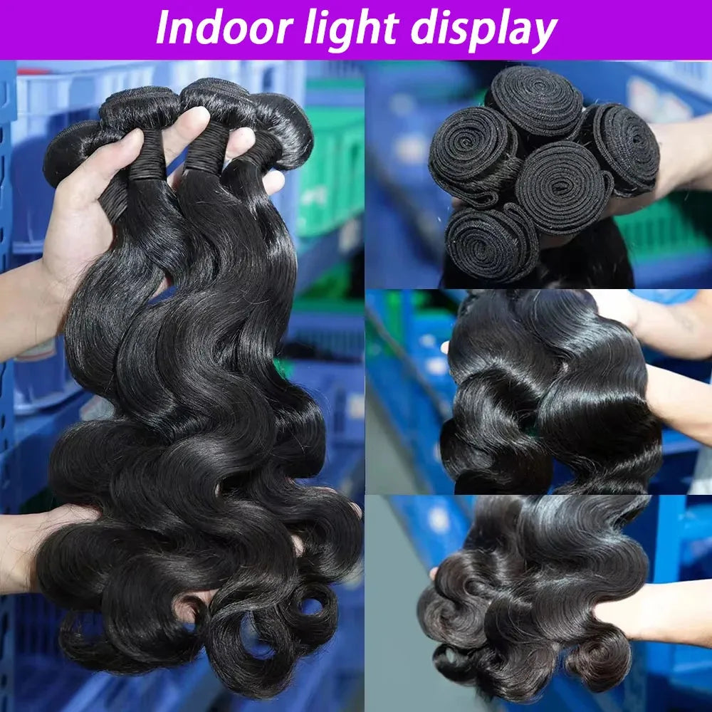 Body Wave Bundles Human Hair 1/3/4 Bundles Human Hair Natural Black Color Brazilian Virgin Weave Bundles Hair Extensions