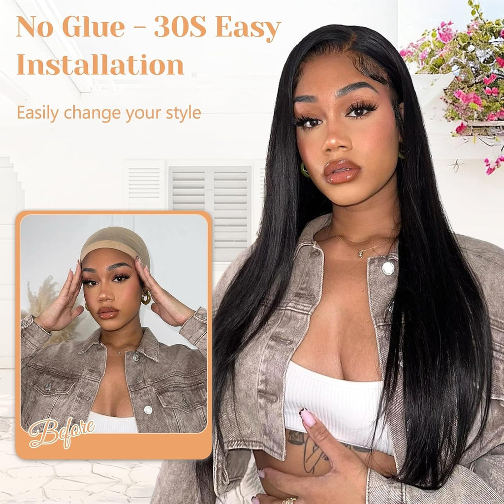 Wear and Go Glueless Straight Human Hair 6X4 Lace Front Wig 24 Inch