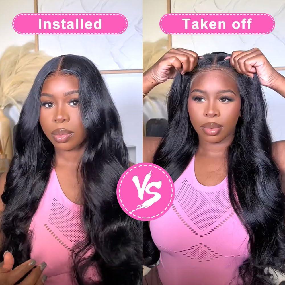28 Inch Wear and Go Glueless Wigs Human Hair Pre Plukced Pre Cut 5X5 Hd Lace Closure Wigs Human Hair for Women 180% Density Ready to Wear Glueless Body Wave Lace Front Wigs No Glue Wigs