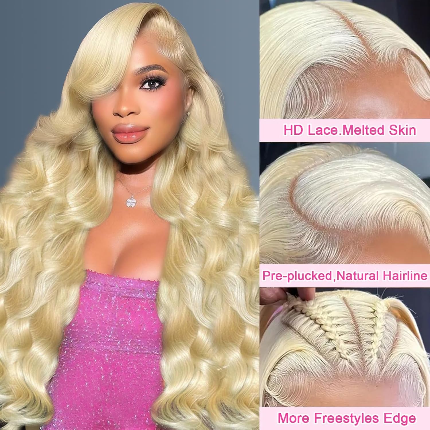 30 Inch 613 13X6 Lace Front Wig Human Hair 200 Density Blonde Wig Human Hair Blonde Body Wave Lace Front Wigs Human Hair Pre Plucked 613 HD Lace Frontal Wig 13X6