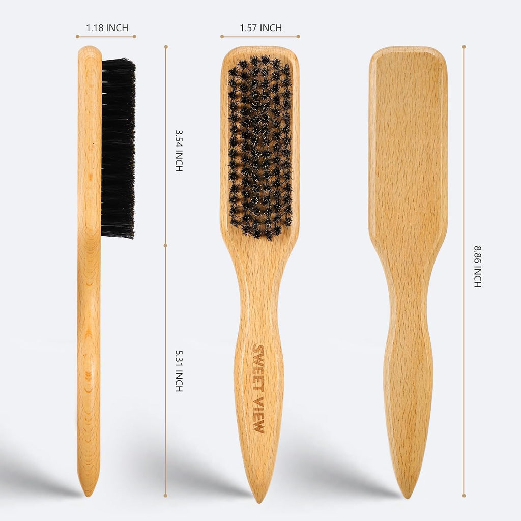 Hair Wax Stick & Boar Bristle Slick Back Brush | Tames Flyaways, Frizz, Sleek Ponytails, Buns, Styling Accessories for Girls, Women