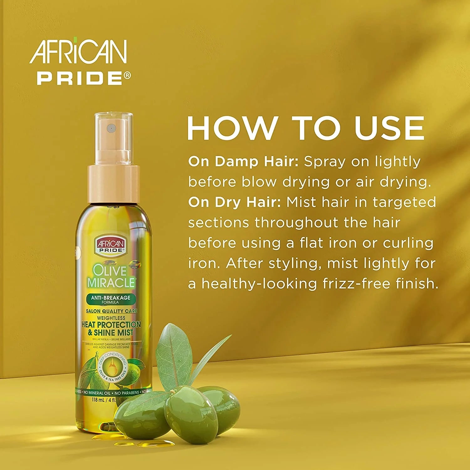 Olive Miracle Heat Protection Shine Mist, 4 Oz., Pack of 3
