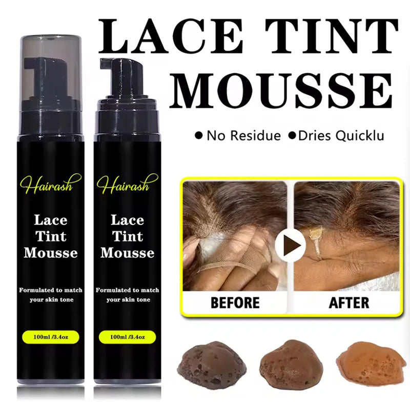 Lace Tint Mousse Waterproof for Lace Front Wigs Light/Medium/Dark Wig Knots Healer Quick Dry Wig Grids Concealer Tint Spray
