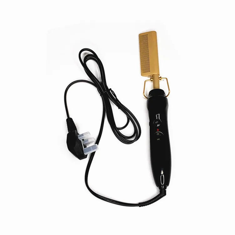 Electric Hot Comb for Wigs Curly Straight Hair Lazy People's High-Temperature Hair Comb Dry Wet Use Fixed Logo Copper