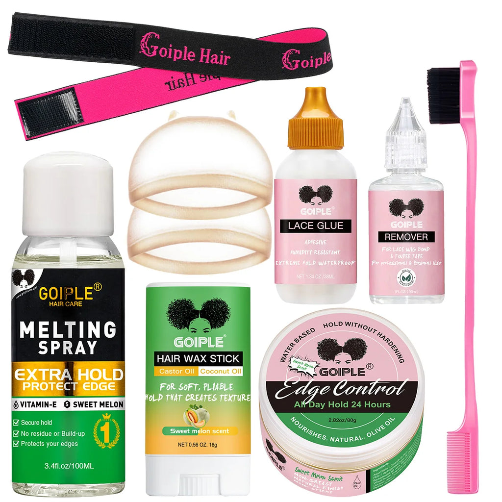 Lace Wig Melting Spray, Fast-Drying Invisible Adhesive, Smoothing Flyaway Hair Wax Stick and Edge Control Gel for Natural & Wigs