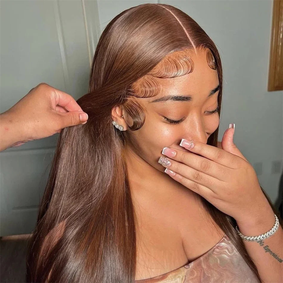 HD 13X6 13X4 Lace Frontal Wigs 100% Raw Vietnamese Chocolate Brown Straight Virgin Hair Pre Plucked Lace Front Human Hair Wigs