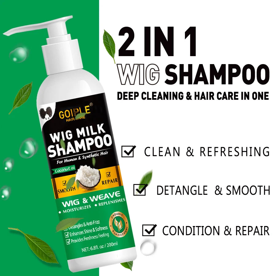 Wig Care Spray Kit Shampoo Cleaner for Synthetic Wig Care Solution Detangle Moisturize Leave-In Conditioner with Lace Front Glue