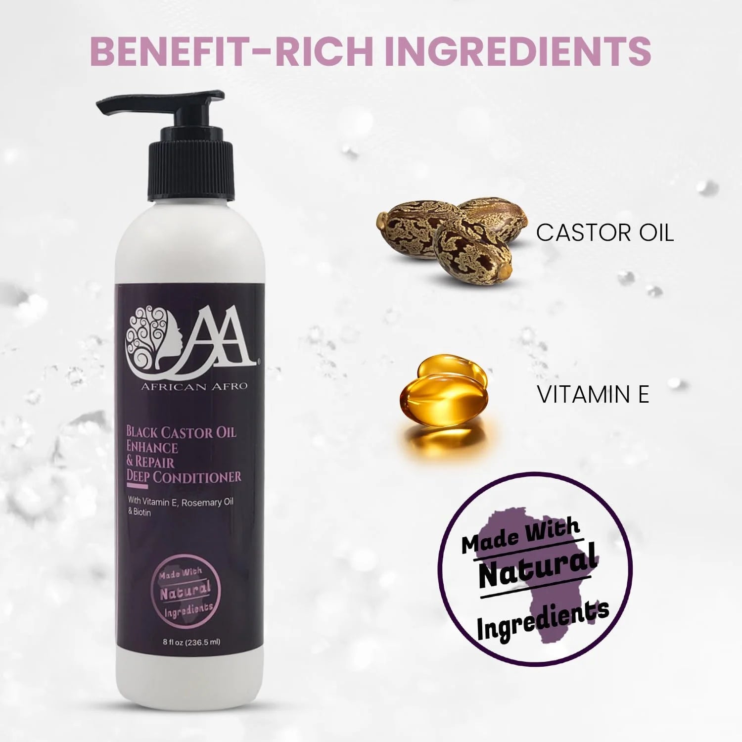 Black Castor Oil Enhance and Repair Deep Conditioner | Jamaican Black Castor Oil Leave in Conditioner for All Hair Types | Made Cruelty-Free with Natural Ingredients | 8 Fl Oz