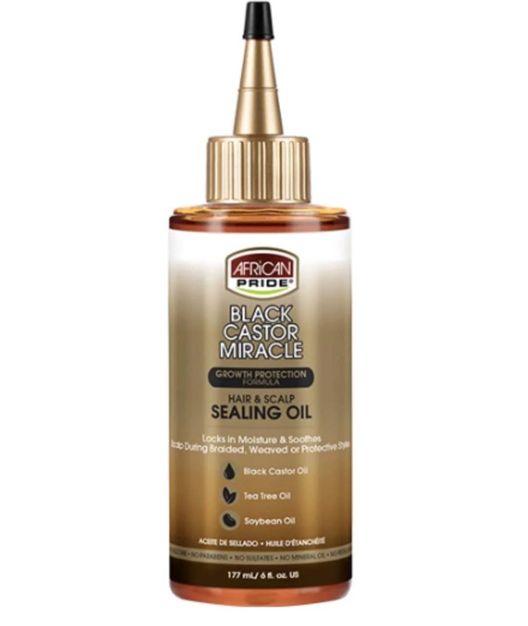Black Castor Miracle Hair & Scalp Sealing Oil - Locks in Moisture & Soothes, Contains Black Castor Oil, Tea Tree Oil, Soybean Oil, 6 Oz