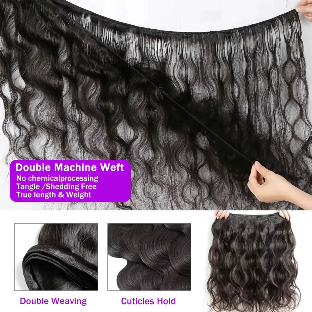 Body Wave Bundles Human Hair 1/3/4 Bundles Human Hair Natural Black Color Brazilian Virgin Weave Bundles Hair Extensions