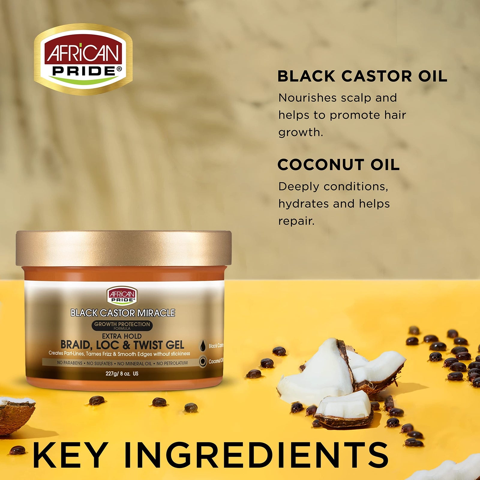 African Pride Black Castor Miracle Extra Hold Hair Gel 3 Pack 8 Ounce