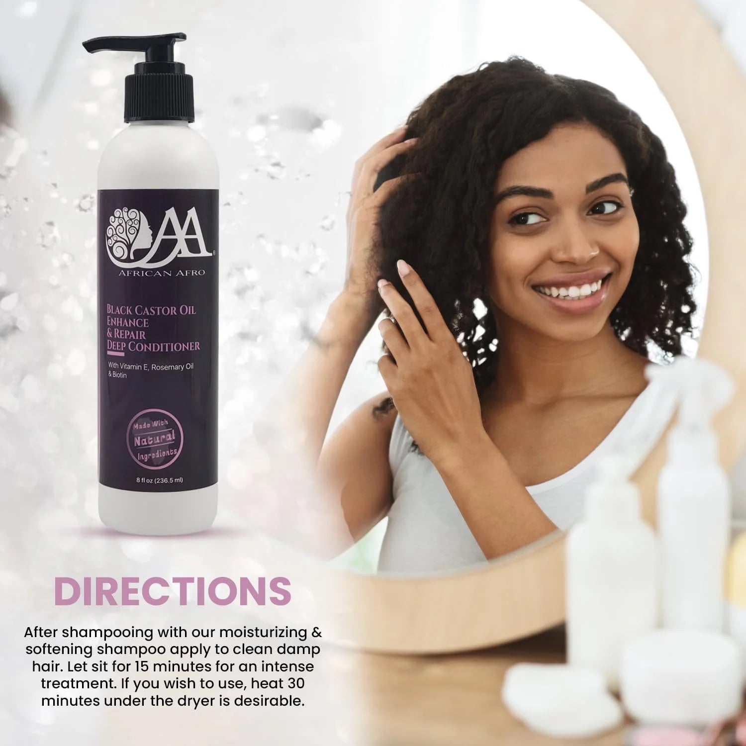Black Castor Oil Enhance and Repair Deep Conditioner | Jamaican Black Castor Oil Leave in Conditioner for All Hair Types | Made Cruelty-Free with Natural Ingredients | 8 Fl Oz