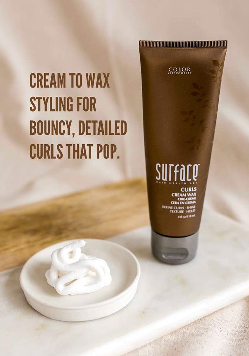 Surface Hair - Curls Cream Wax, Define and Add Shine and Texture to Curly Hair, with Cocoa and Shea Butter, 4 Fl. Oz.