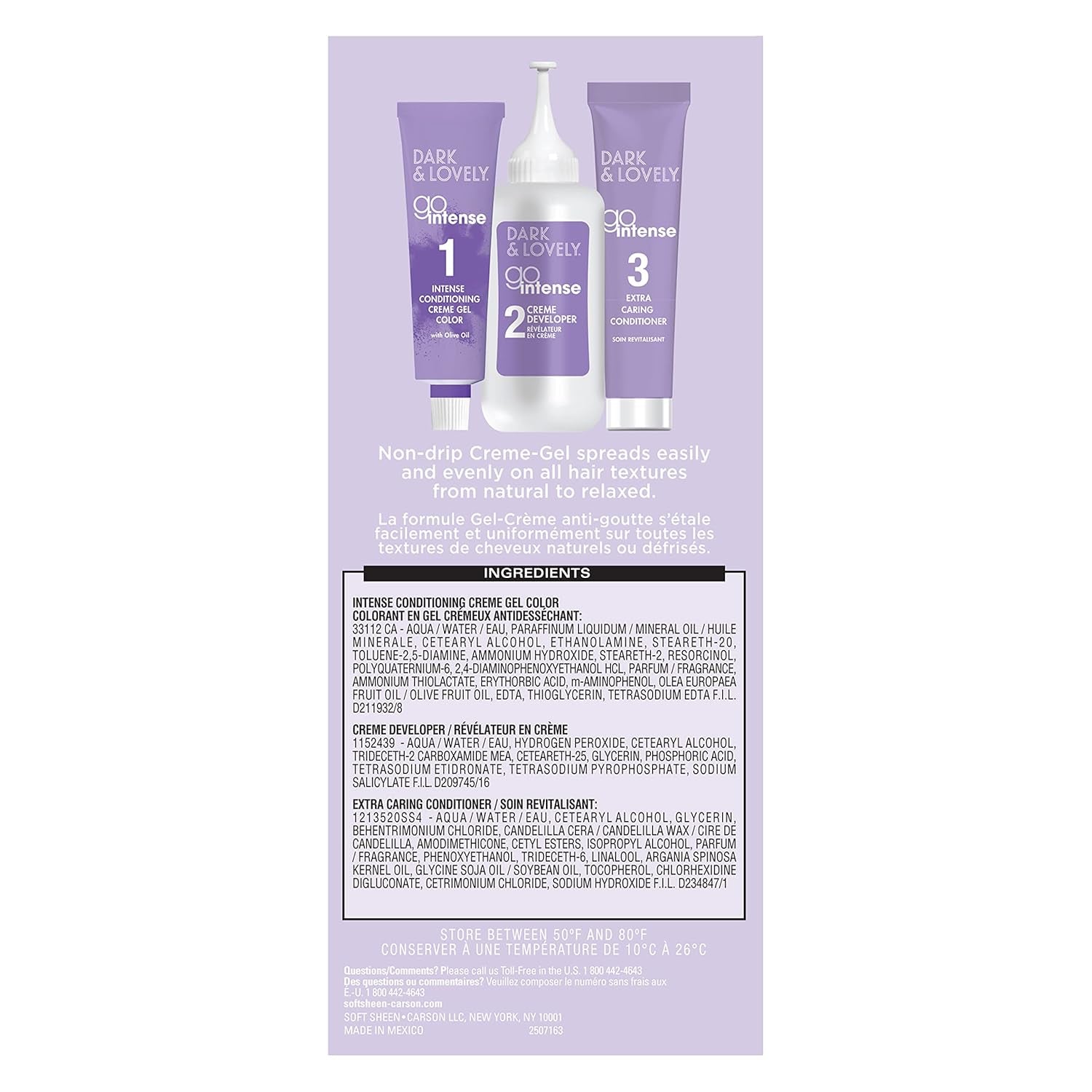 -Carson Dark and Lovely Ultra Vibrant Permanent Hair Color Go Intense Hair Dye with Olive Oil for Shine and Softness, Super Black