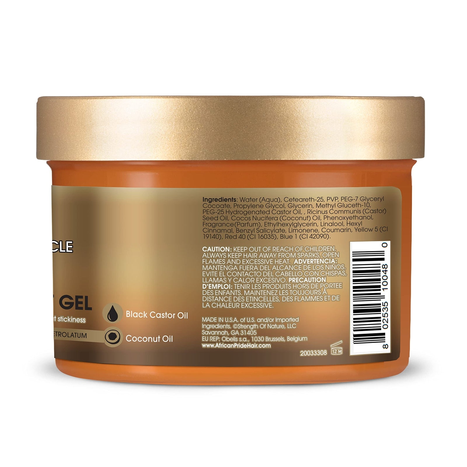 African Pride Black Castor Miracle Extra Hold Hair Gel 3 Pack 8 Ounce